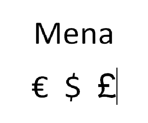 Jak napsat znak měny (euro, dolar)